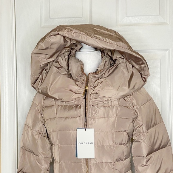 COLE Haan Down Puffer Jacket Coat XS Zip Front Hooded - Picture 9 of 11